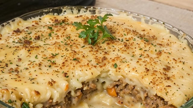A montagem do escondidinho intercala camadas de purê, carne e queijo (Créditos: Fernanda Ferreira)