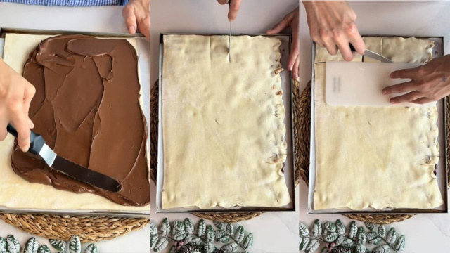 Use massa folhada pronta para fazer essa árvore de Nutella (Créditos: Reprodução/@tpmjuferraz/TikTok)