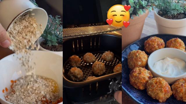 Bolinho de cenoura saudável com apenas 4 ingredientes: fica pronto em menos de 10 minutos na airfryer