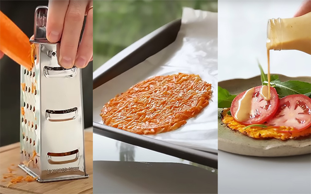 Sem farinha, nem glúten: tortilha de cenoura, ovo e muçarela para um lanche ou jantar leve e saboroso