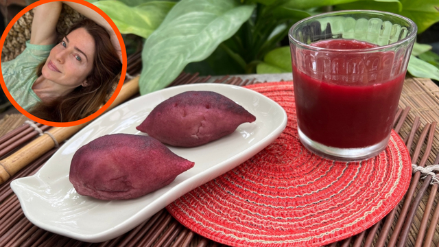 "Acordo com fome": o suco com batata-doce que Letícia Spiller bebe no café da manhã, aprenda como fazer e saiba benefícios
