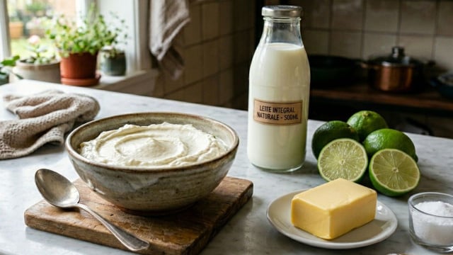 Só precisa de quatro ingredientes simples para fazer requeijão caseiro delicioso (Créditos: Imagem gerada com IA)