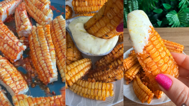 Melhor que milho de praia: faça essa versão tostada na airfryer e depois é só mergulhar no molho