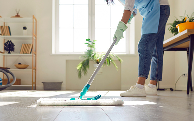 Pingo 2 gotinhas na água do balde e pronto: o perfume fica por três dias e a poeira não volta a aparecer