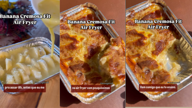 Banana cremosa fit na airfryer é a minha nova receita favorita para um lanche doce da tarde