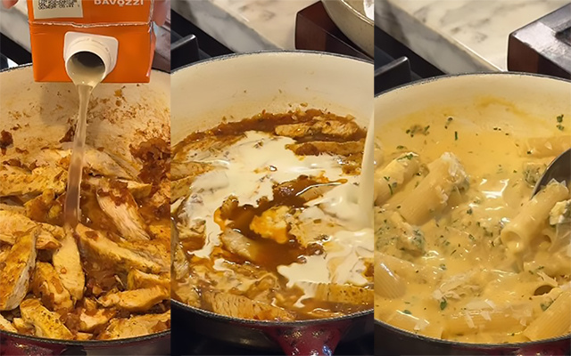 Pasta cremosa com frango fácil de fazer, mas com sabor de chef: já anota, salva ou printa essa a receita que vai salvar o seu almoço hoje