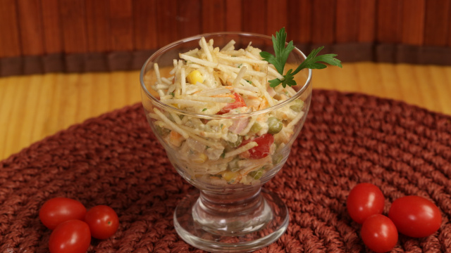 Salpicão de bacalhau na porção individual (Créditos: TudoGostoso)