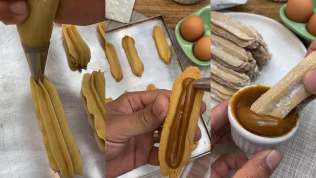 Biscoito de churros crocante com recheio de doce de leite e SEM FRITURA é a solução para ter o sabor do doce das barraquinhas de rua sem sufoco