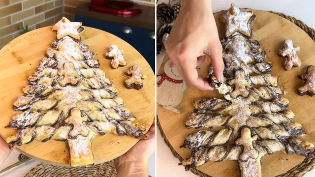 Árvore folhada de Nutella é o doce que as crianças da minha família pedem em todo Natal (e os adultos também não resistem!)