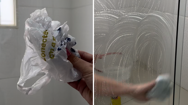 Nada de bucha, agora eu só limpo o box com uma sacolinha plástica: o truque viralizou, eu testei e não acreditei no resultado!