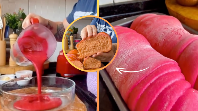 Um espetáculo de pão! Sove bem essa massa caseira de beterraba, estique com a técnica da garrafa e coma um pão lindo e fofinho!
