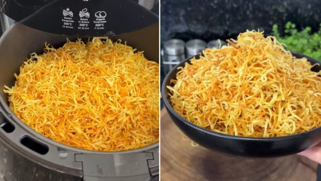 Sem fritura, nem fogão: a batata palha mais crocante que já fiz saiu da airfryer e fica melhor que a de pacotinho do mercado