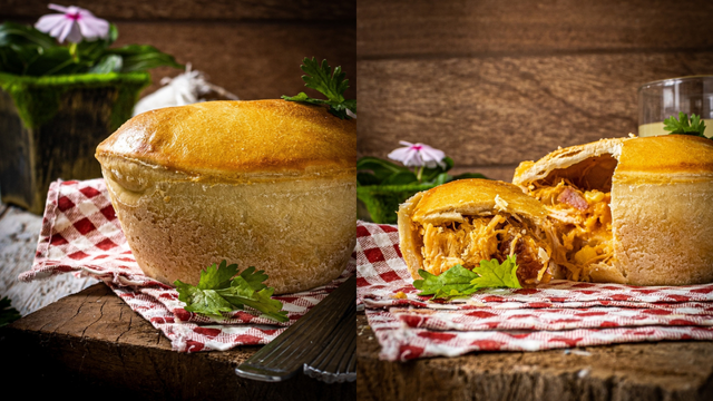 Receita típica de Goiás mistura frango, queijo e linguiça em empadão de mais de 2 kg