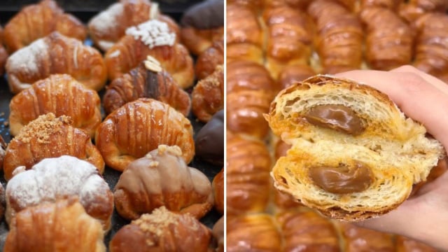 Além da versão simples, sem recheio, as medialunas mais desejadas da Nuna & Co. são aquelas recheadas com doce de leite e creme de confeiteiro (Créditos: Reprodução/@nunca.andco/Instagram)