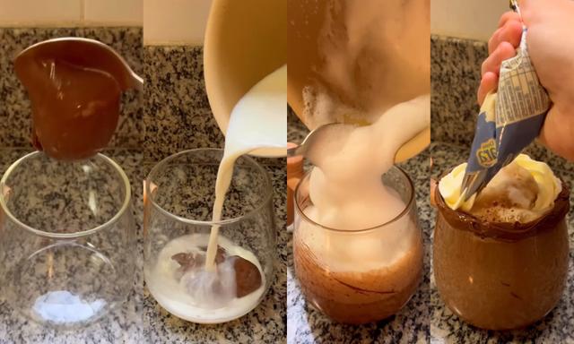 Seu café com Nutella fica pronto em poucos minutos (Reprodução: @febaronee)