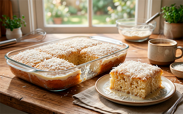Fiz o verdadeiro toalha felpuda, o bolo mais molhadinho de coco gelado que já provei na vida
