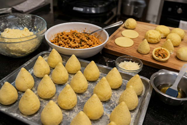 Sem ovo, nem farinha, nem fritura: coxinha de pão de queijo é o lanche do TudoGostoso perfeito para qualquer hora