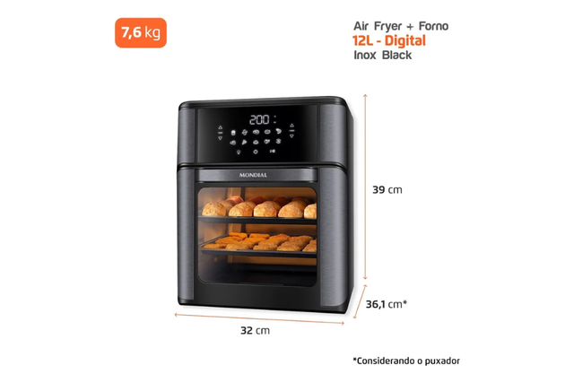 Airfryer 2 em 1 com função forno integrada (Divulgação: Mercado Livre).