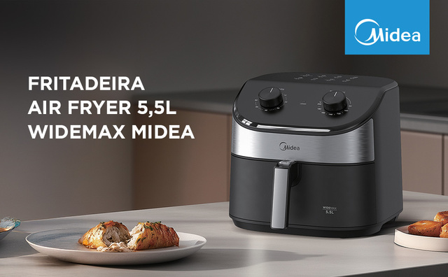 Com a air Fryer 5,5l Widemax, é possível fazer o almoço ou jantar para toda a família (Imagem: Widemax)
 