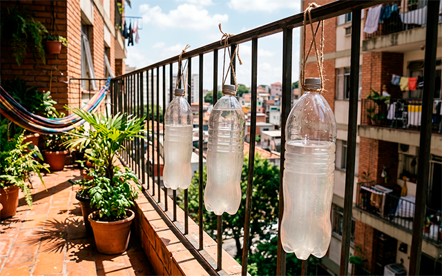 Essa é nova e eu não estava esperando: os benefícios de pendurar garrafas com água e vinagre na varanda