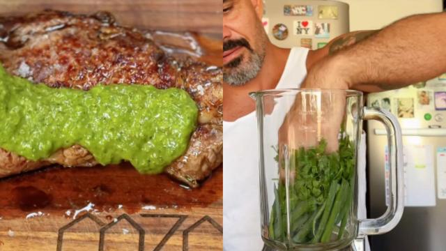 "Muito melhor que chimichurri, segredo de família": Juliano Cazarré revela receita do molho verde da vovó Luísa