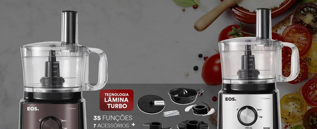 O Processador de Alimentos EOS 7 em 1 é o aliado ideal para proporcionar mais praticidade ao seu dia a dia na cozinha (Imagem: EOS).