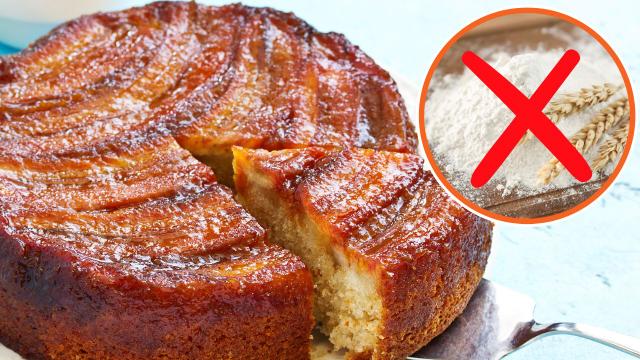 Bolo de banana molhadinho rápido e fácil SEM FARINHA DE TRIGO: não esqueça de usar a fruta bem madura na receita