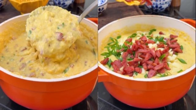 Caldo de milho com queijo e bacon: a mistura perfeita para saborear nos dias frios