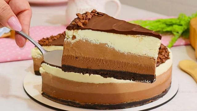 Torta mousse de três chocolates: receita deliciosa e fácil de fazer nem precisa ir ao forno