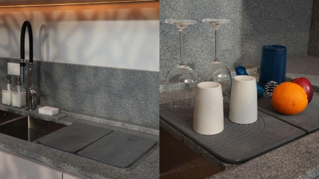 Já existem modelos de diferentes cores e tamanhos do escorredor de diatomita, para combinar com todo estilo de cozinha (Créditos: Reprodução/Amazon)