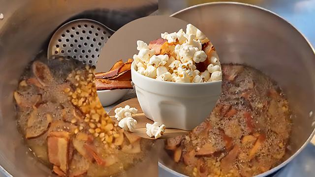 Essa pipoca fica com um sabor de bacon incrível e você vai viciar se experimentar
