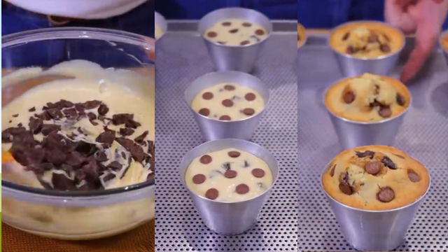Muffins ficam prontos em cerca de 25 minutos. (créditos: Reprodução Youtube Letícia Solcia)