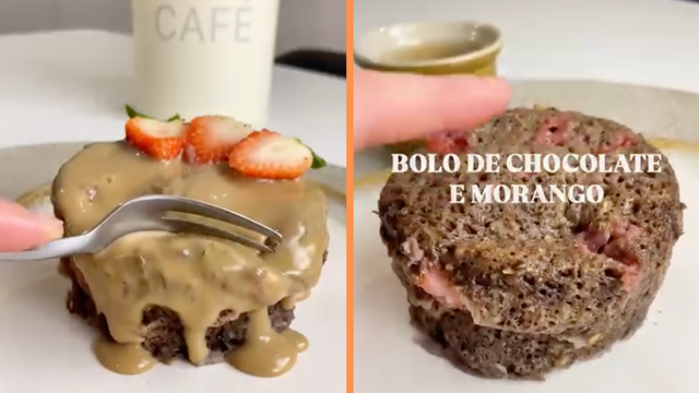 Bolinho de chocolate com morango de micro-ondas: essa é a única receita de doce saudável que meu filho gosta