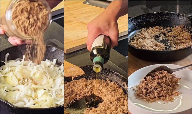 Estou obcecada por essa farofa de cebola caramelizada que aprendi com um chef