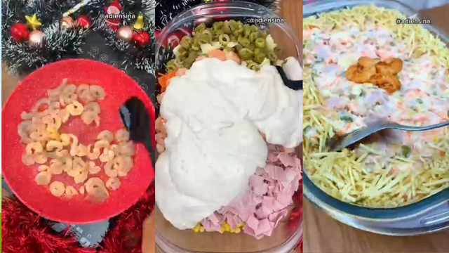 Salpicão de camarão cremoso para a ceia de Natal. (créditos: reprodução/Youtube Adi Ensina)