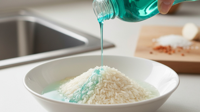 Sempre misturo algumas gotas de detergente com arroz cru em um copo: o truque de limpeza barato e eficaz para vidros e inox