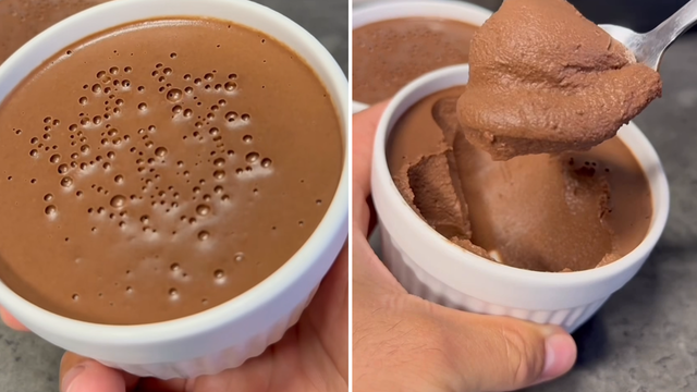 2 ingredientes e muito fácil de fazer: sobremesa de chocolate cremosa para matar a vontade do doce