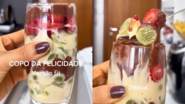 Copo da felicidade com 290 calorias é a sobremesa saudável deliciosa que vai se tornar a sua queridinha