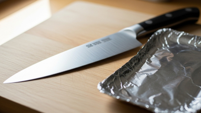 O melhor truque de dona de casa para afiar as facas cegas em segundos: você só precisa de um pedaço de papel-alumínio