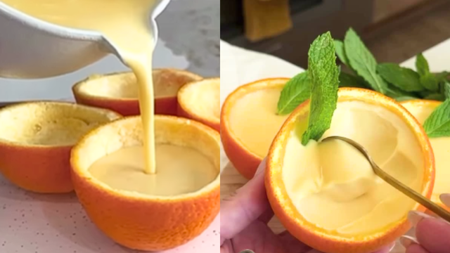 A sobremesa de laranja que destronou a mousse de maracujá aqui em casa: panacota de 3 ingredientes pronta em 10 minutos (adoro servir na casca da laranja)