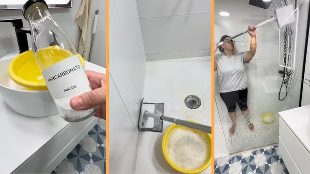 O método também pode ser usado em alguns azulejos e rejuntes, desde que o material seja compatível com o produto.(créditos: reprodução/TikTok @rakidag) 