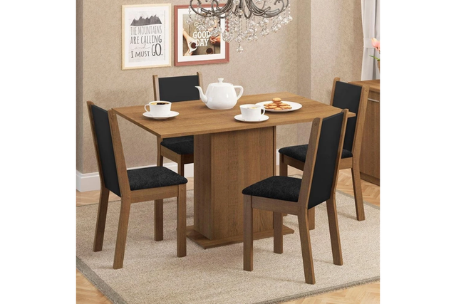 Mesa de jantar com 4 cadeiras perfeita para ambientes aconchegantes (Divulgação: Shopee).
 
