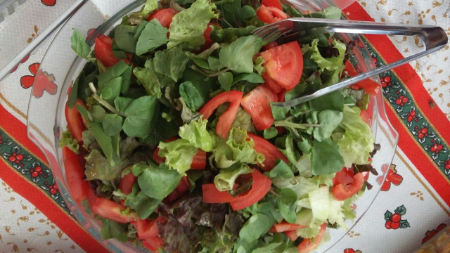 A salada verde com tomate tem as cores de Natal para entrar também na festa (Créditos: TudoGostoso/Marcelo Oliveira)