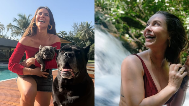 Casa possui um amplo gramado usado até para exercícios ao ar livre. (Créditos: reprodução Instagram/ @paollaoliveirareal)