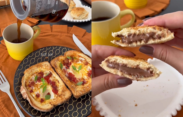 Eu só tinha 2 ovos, pão de forma e 1 barrinha de chocolate e preparei um café da manhã de hotel!