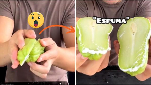 "Não sei que bruxaria é essa": truque simples para o chuchu não grudar na mão