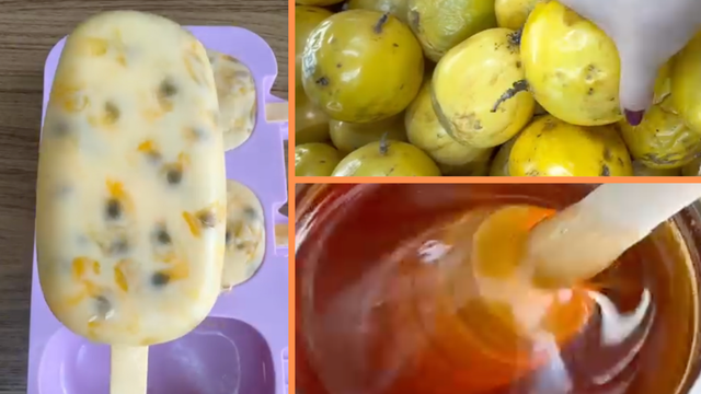 Receita fácil de picolé de mousse de maracujá muito cremoso com apenas 3 ingredientes que os meus filhos amam