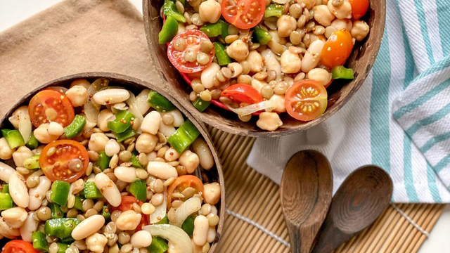 Salpicão de leguminosas: prato vegetariano fica pronto em minutos, é rico em proteínas e muito saboroso