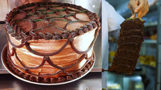 Bolo de chocolate gigante com 6 camadas de recheio bomba na internet e padaria vira ponto turístico no Piauí