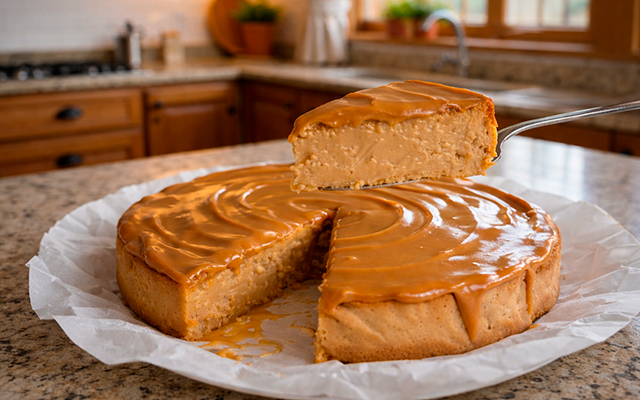 Já anota pro fim de semana: torta cremosa de queijo com doce de leite que arranca  aquele "UAU!" a cada colherada